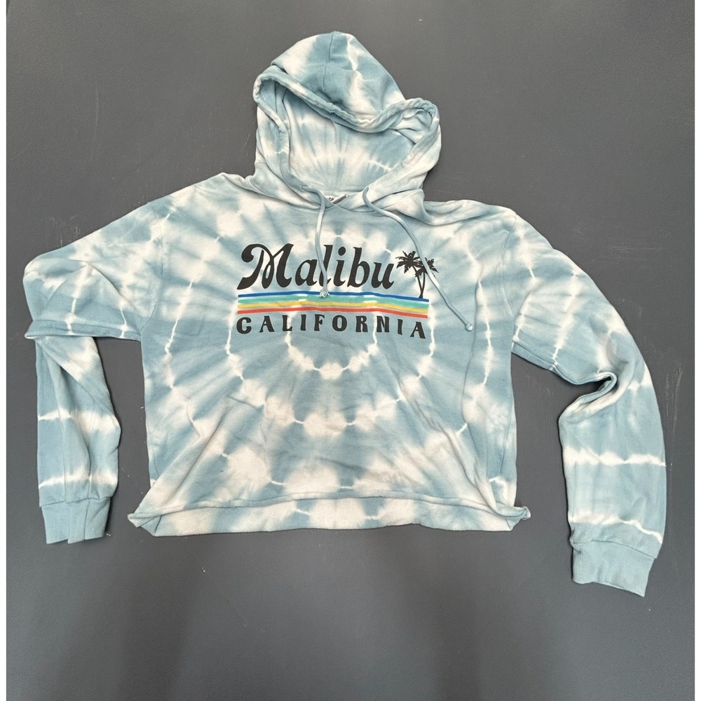 Public Library Hoodie Women's Large Blue Tie Dye Malibu California Cropped
